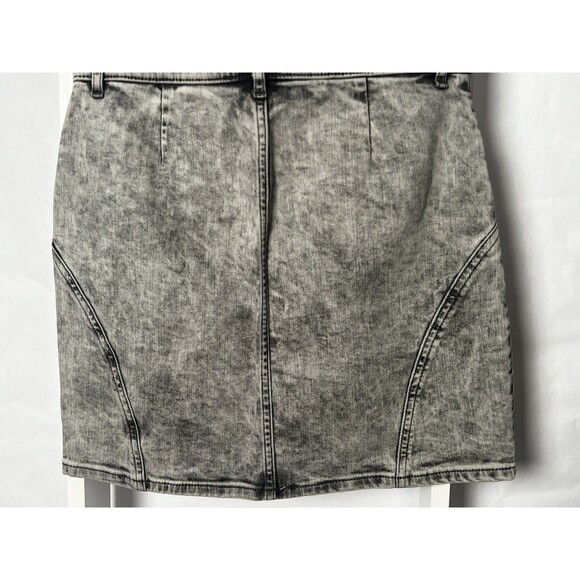 Express Mini Pencil Skirt Denim NEW Womens 6 Distressed Black High Rise Zip NWT - Picture 12 of 15